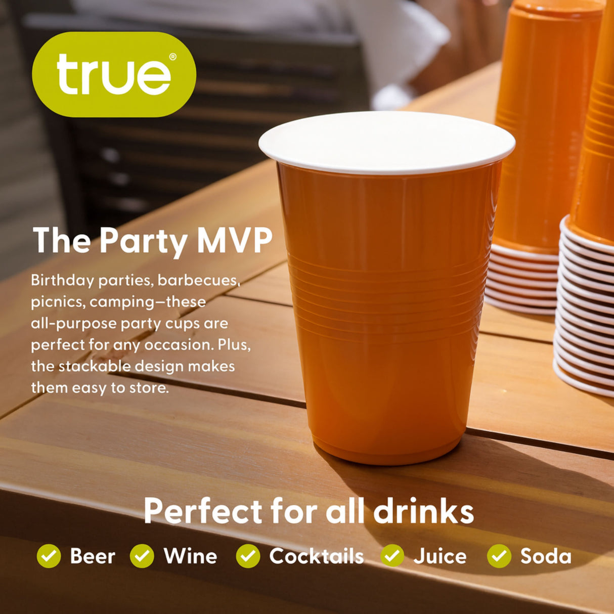 Party 16 oz Plastic Cups in Orange, Set of 50