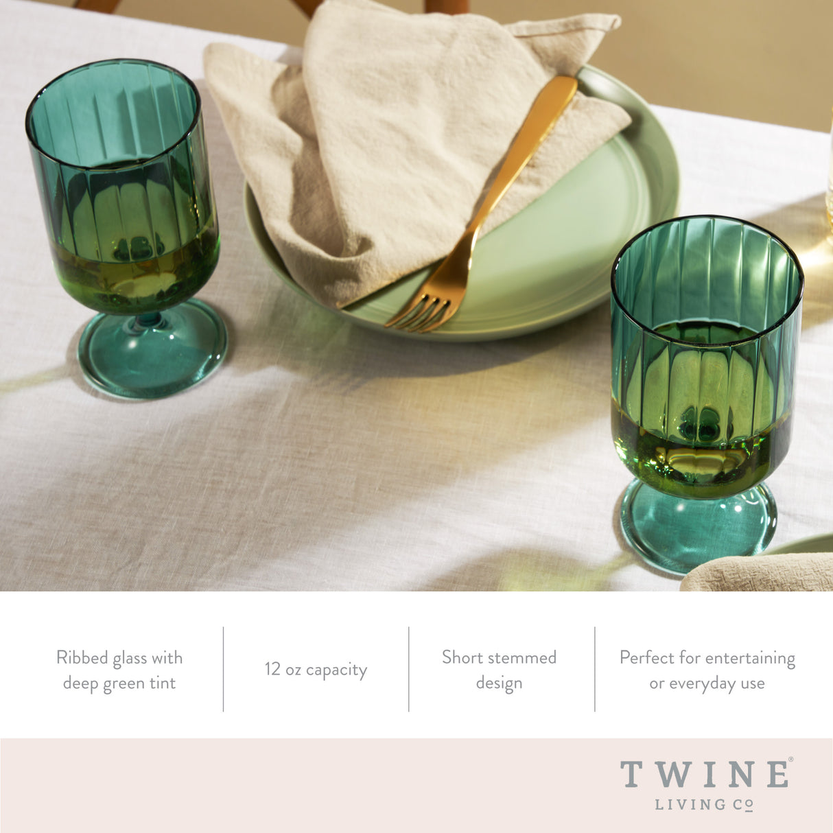Malachite Stemmed Optic Tumblers, Set of 2