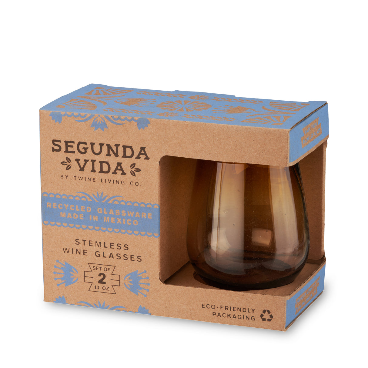 Segunda Vida El Ocaso Recycled Stemless Wine Glasses, Set of 2