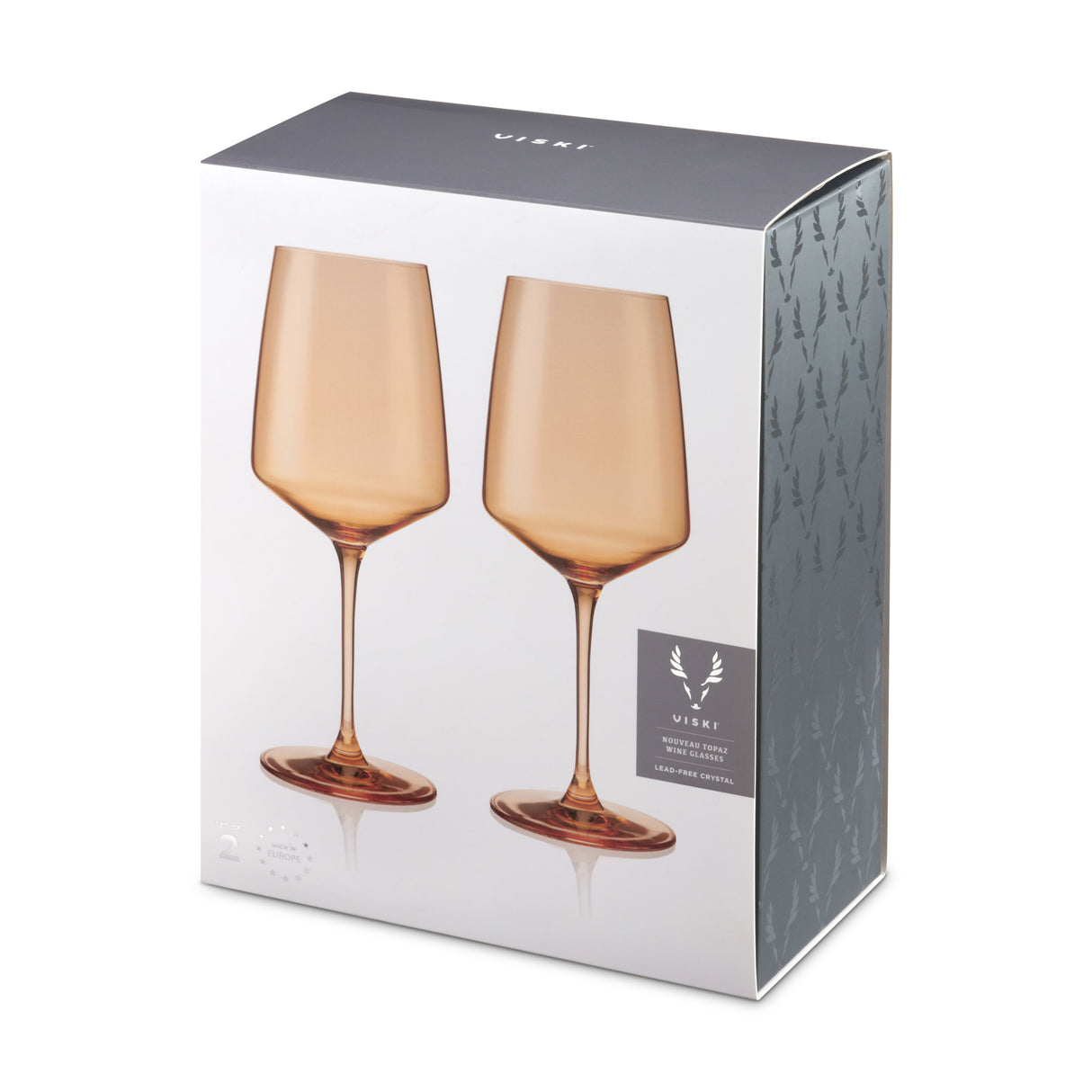 Reserve Nouveau Crystal Wine Glasses in Topaz, Set of 2