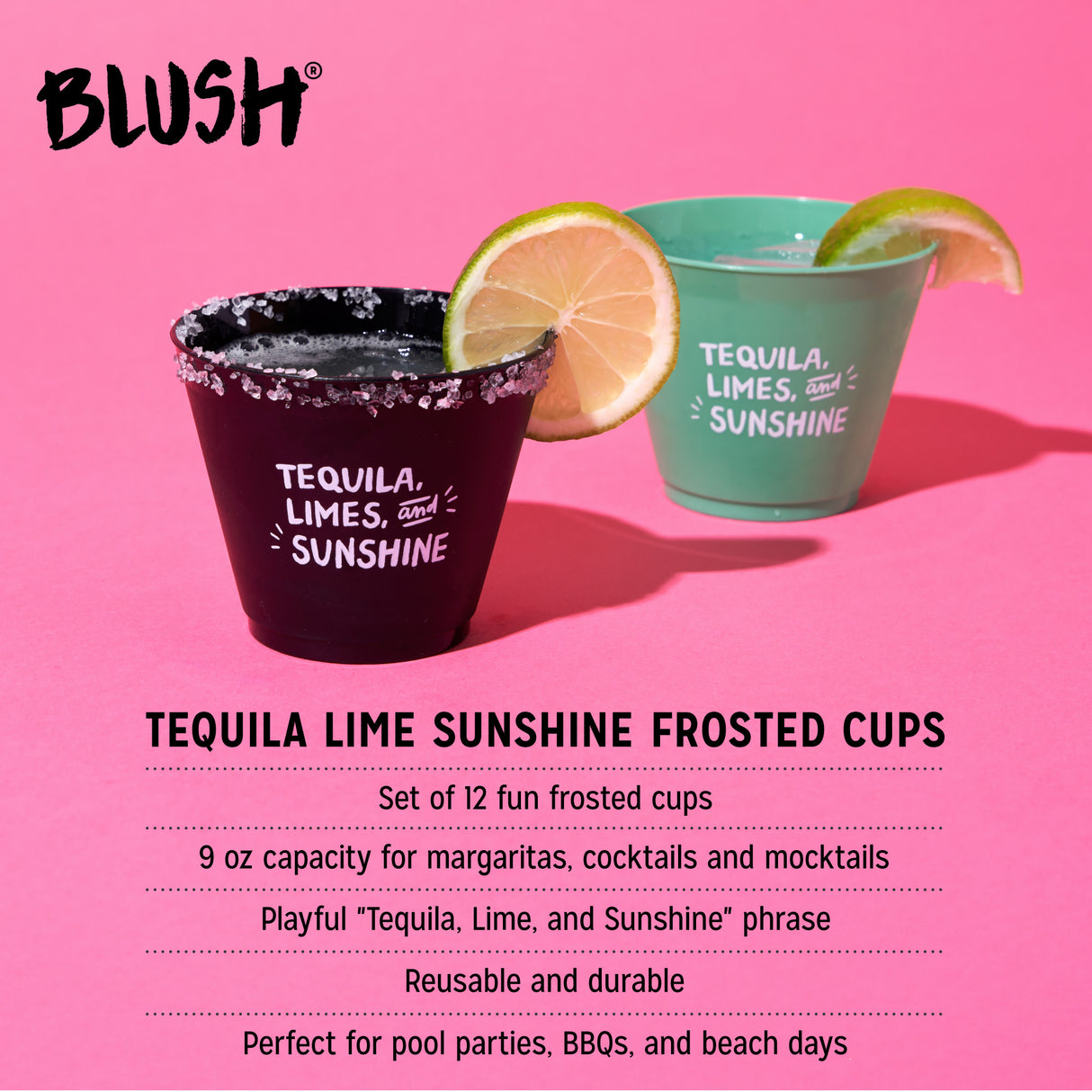 Tequila Lime Sunshine Frosted Cups, Set of 12