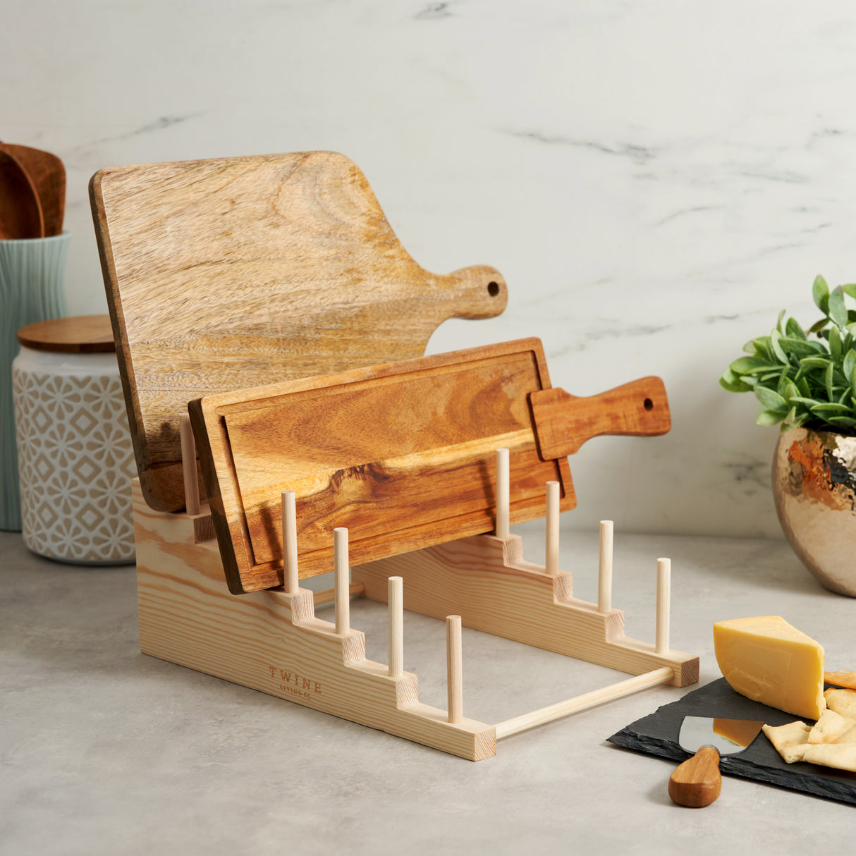 Tiered Pine Cheese Board Display