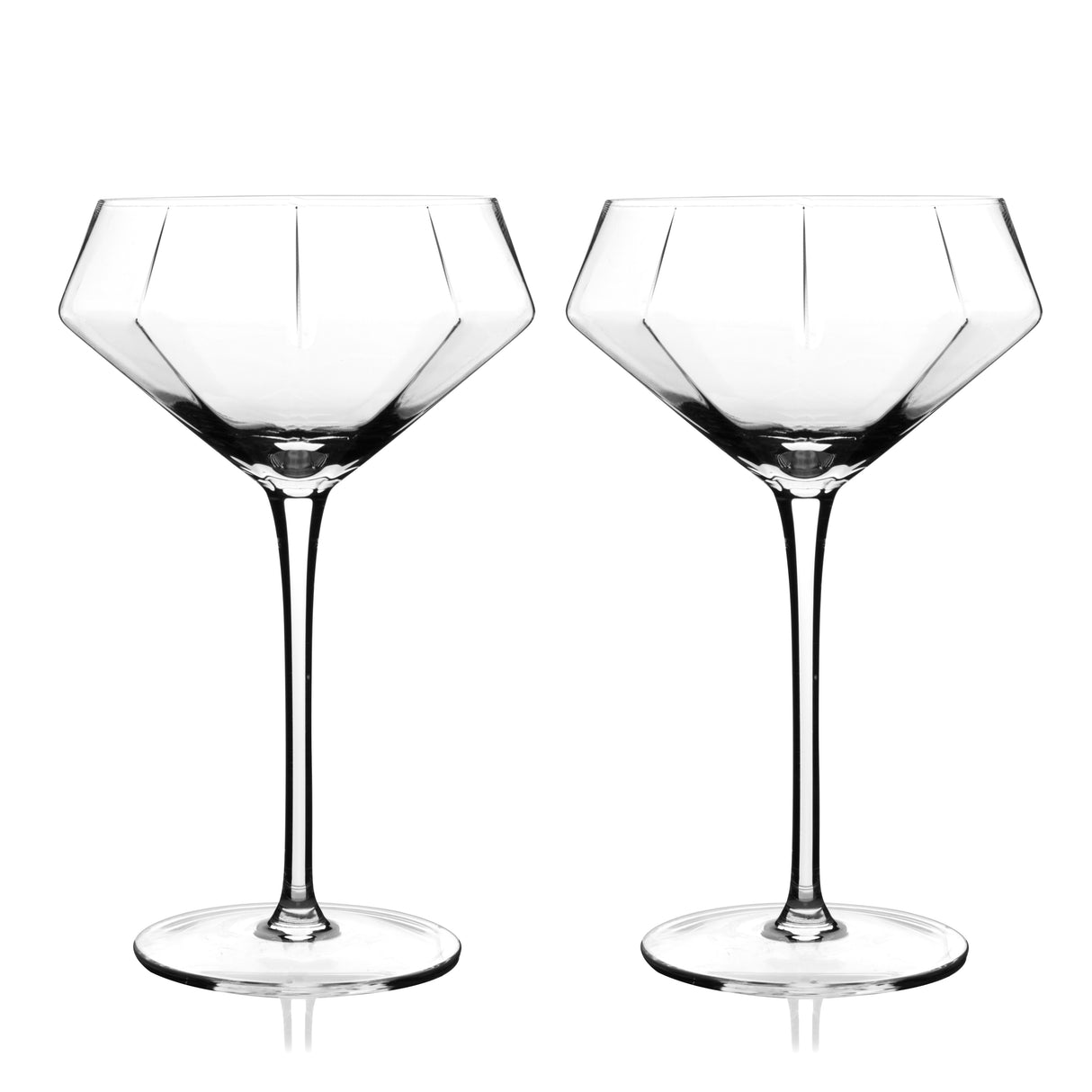Seneca Crystal Diamond Martini Glasses, Set of 2