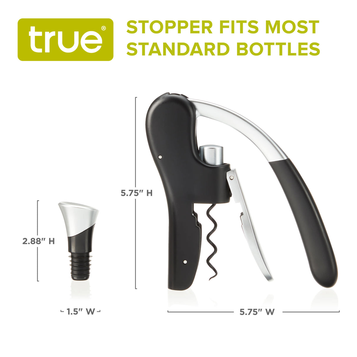 Lever Corkscrew and Stoppers, Set of 3