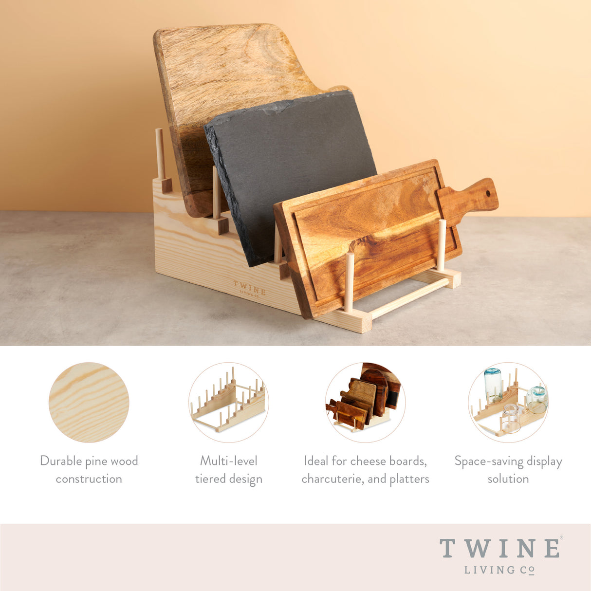 Tiered Wood Cheese Board Display