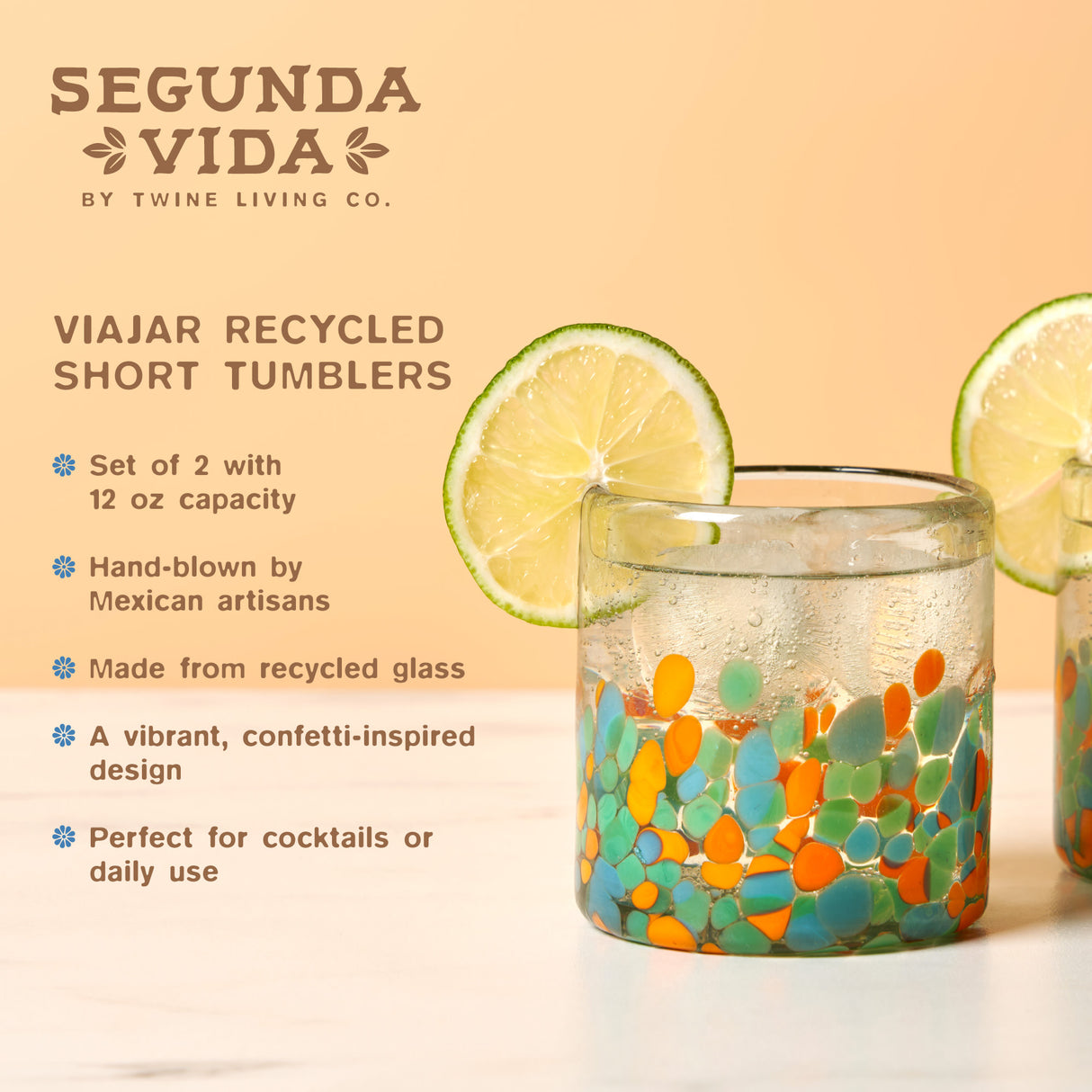 Segunda Vida Viajar Short Tumblers, Set of 2