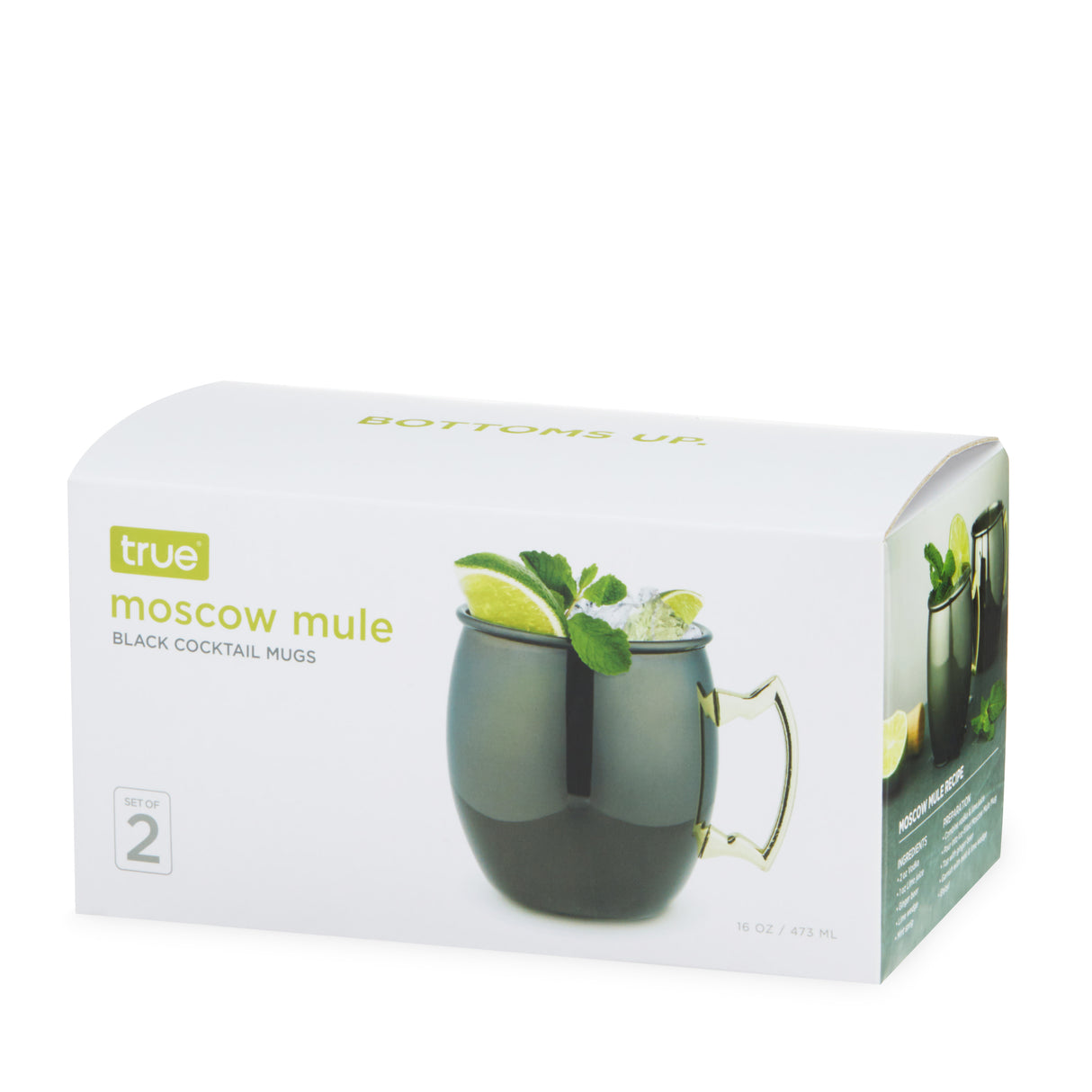 Moscow Mule 16 oz Stainless Steel Mugs in Black & Gold, Set of 2