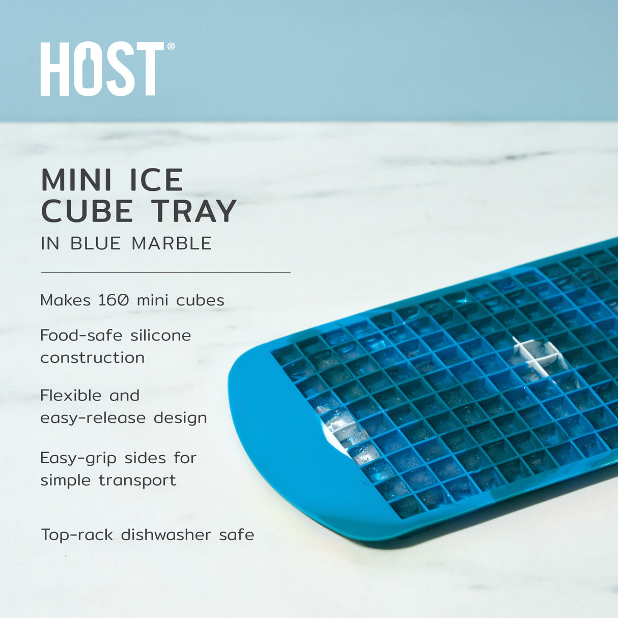 Mini Ice Cube Tray in Blue Marble