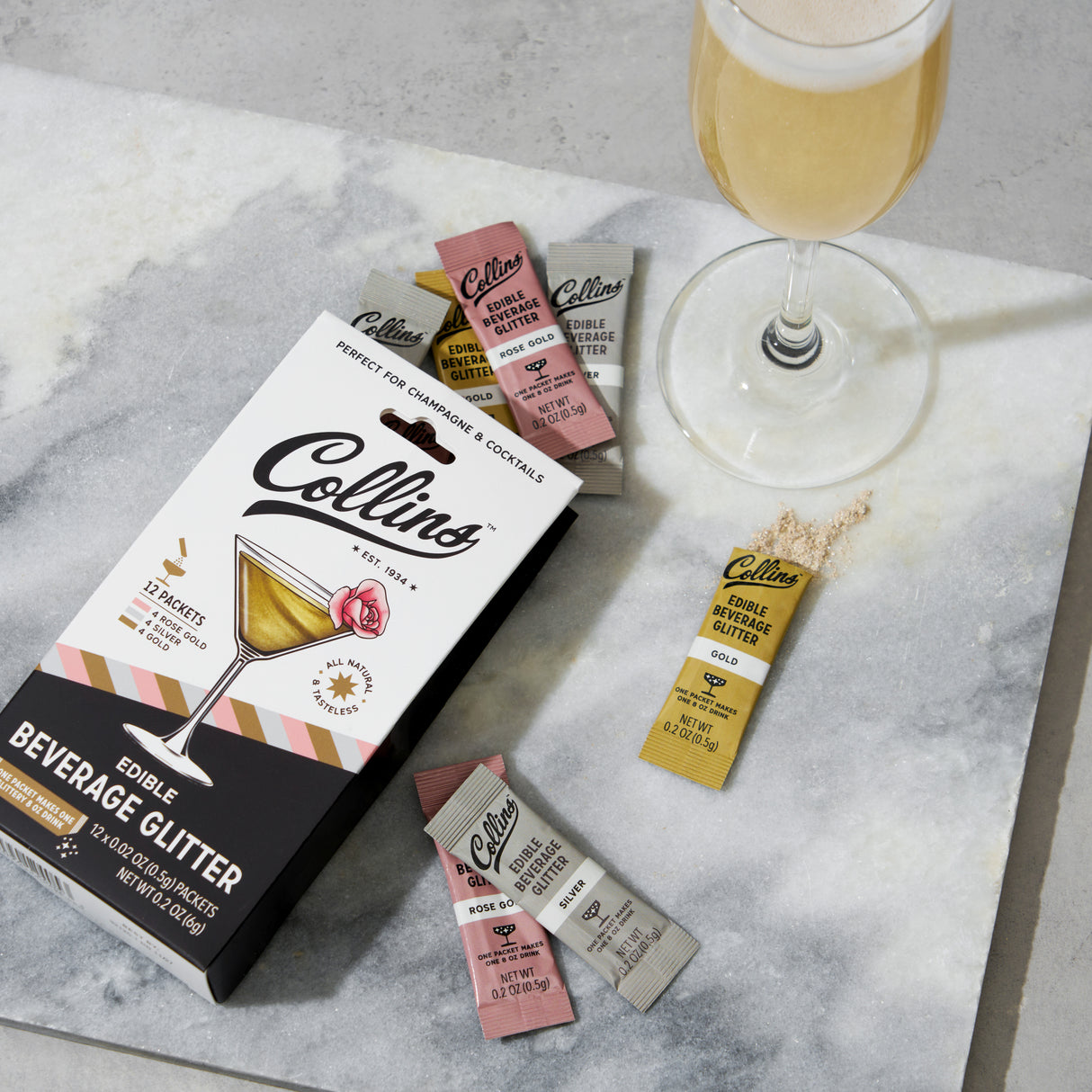 Cocktail Edible Glitter in Champagne Variety, 0.2 oz