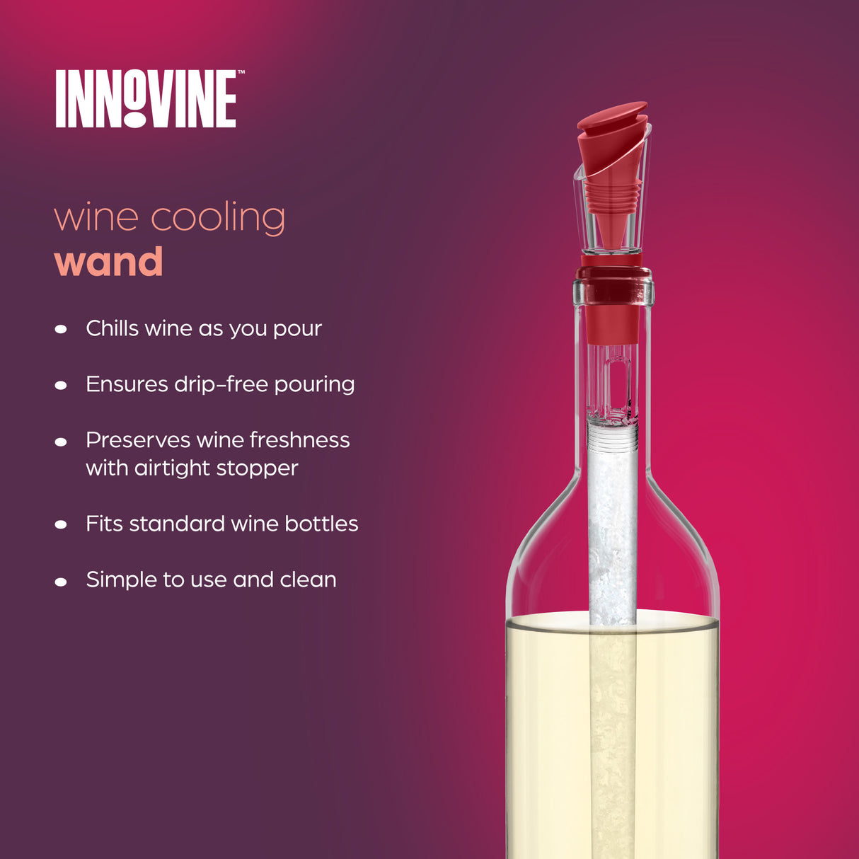 Wine Cooling Wand in Raspberry