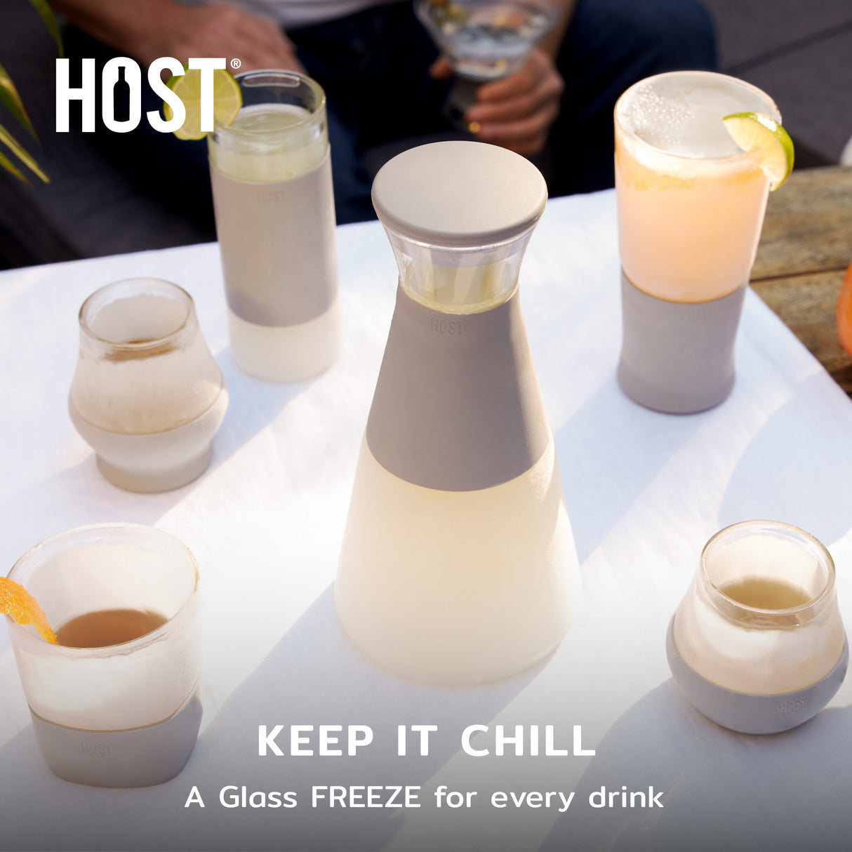 Glass FREEZE Sipping Cooling Cup in Gray, Set of 2