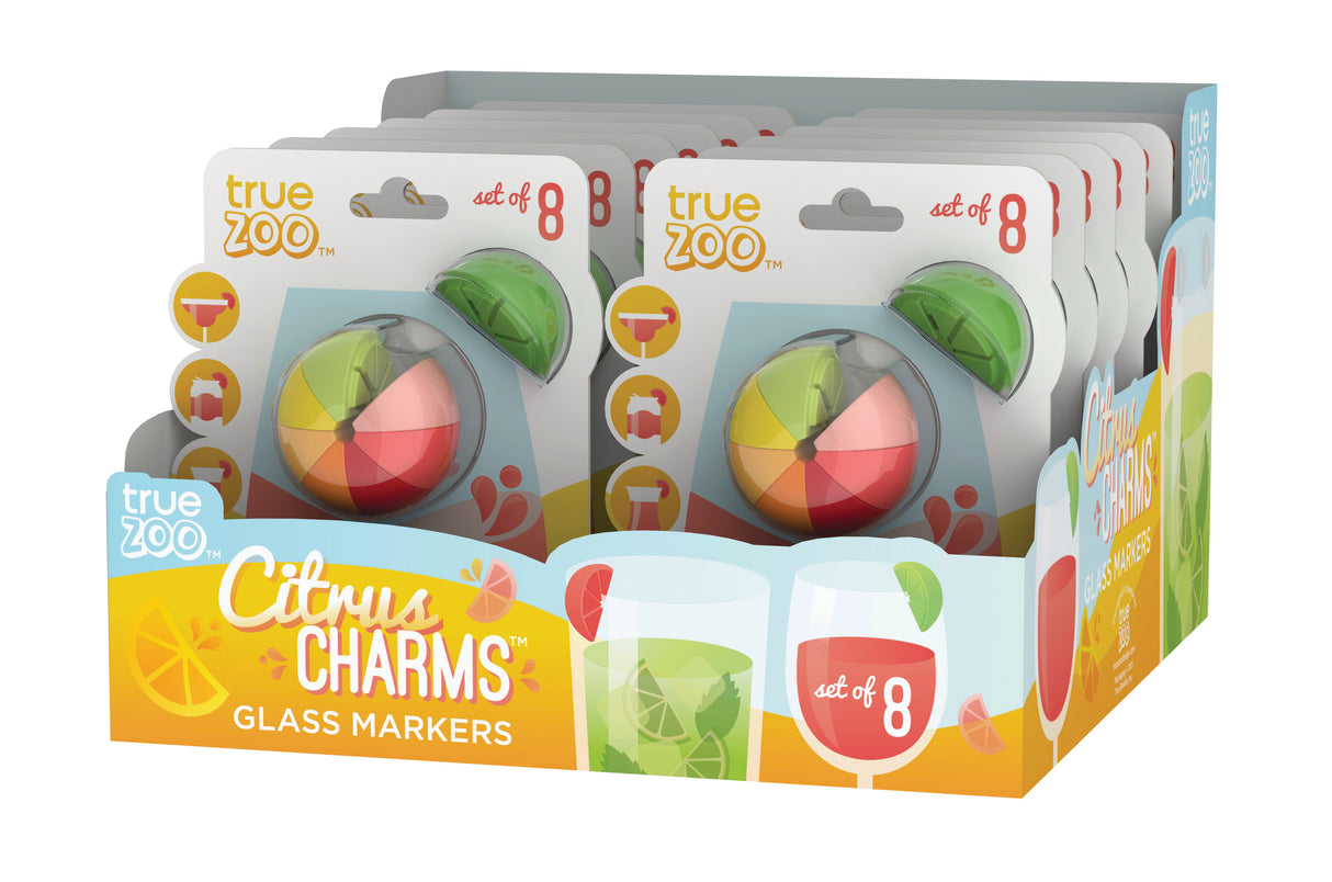 TrueZoo Citrus Charms Silicone Drink Marker, Set of 8