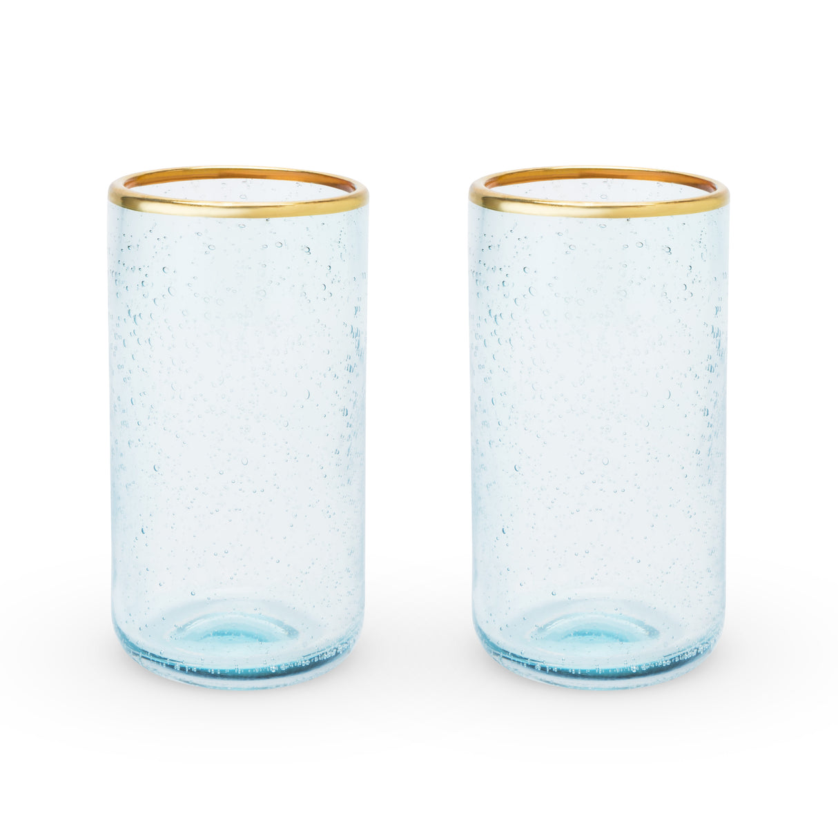 Aqua Bubble Glass Tumblers, Set of 2