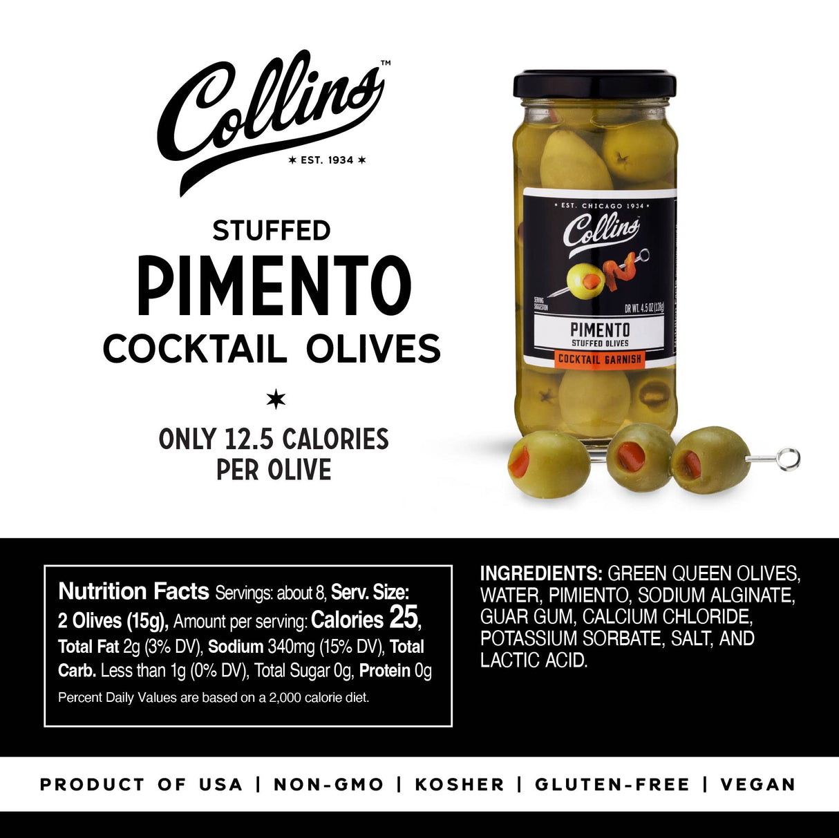 Pimento Stuffed Olives, 4.5 oz