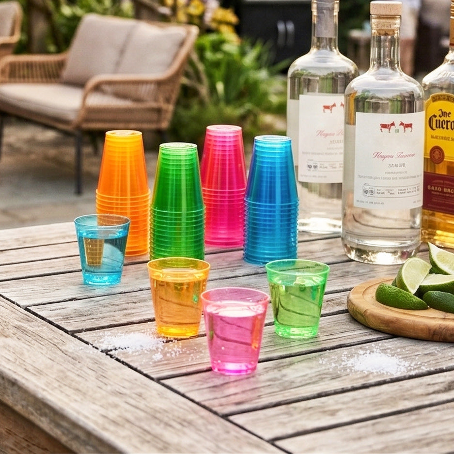 Party HotShots 1.5 oz Plastic Shot Glasses in Assorted Colors, Set of 8