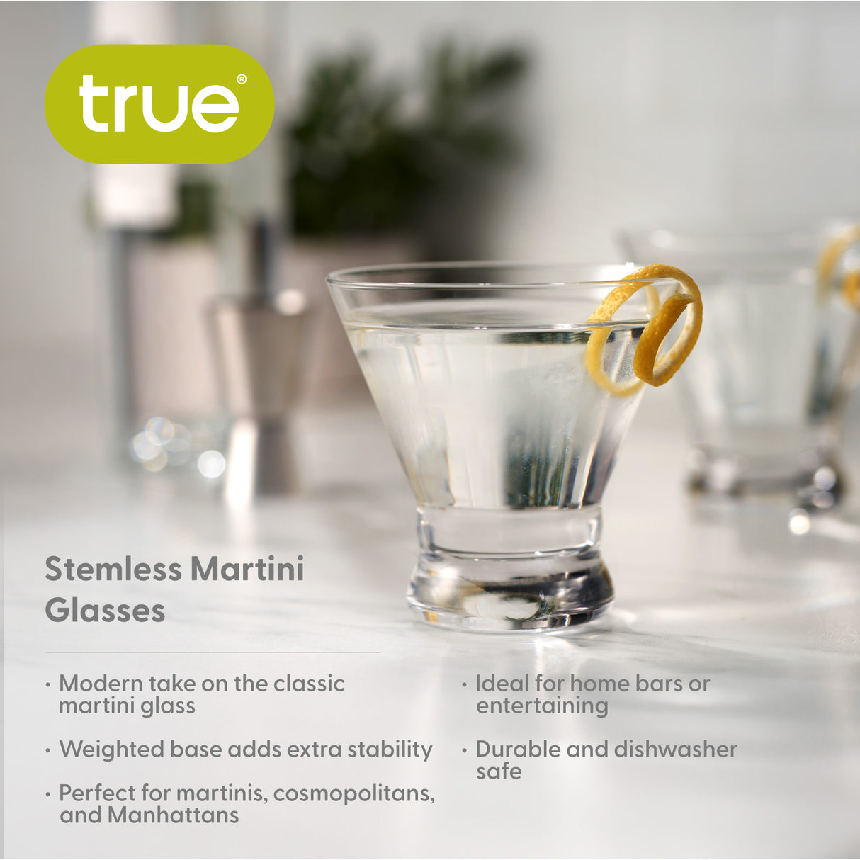 Stemless Martini Glasses, Set of 4