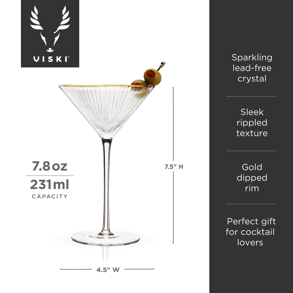 Meridian Crystal Martini Glasses, Set of 2