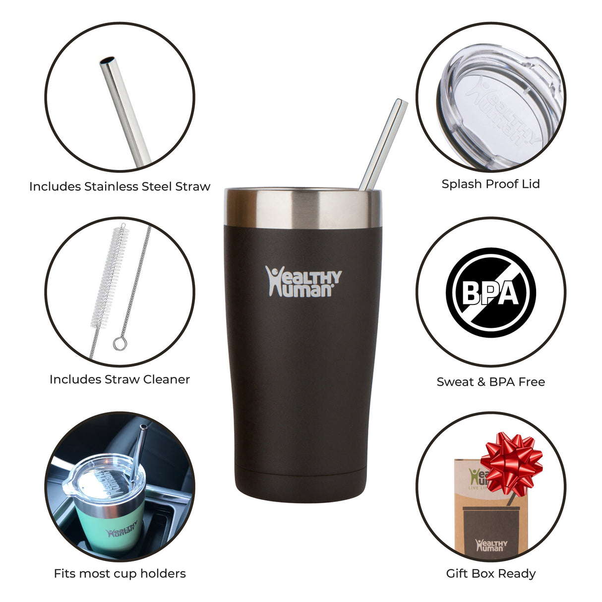 The Cruiser Tumbler in Pure Black, 20 oz