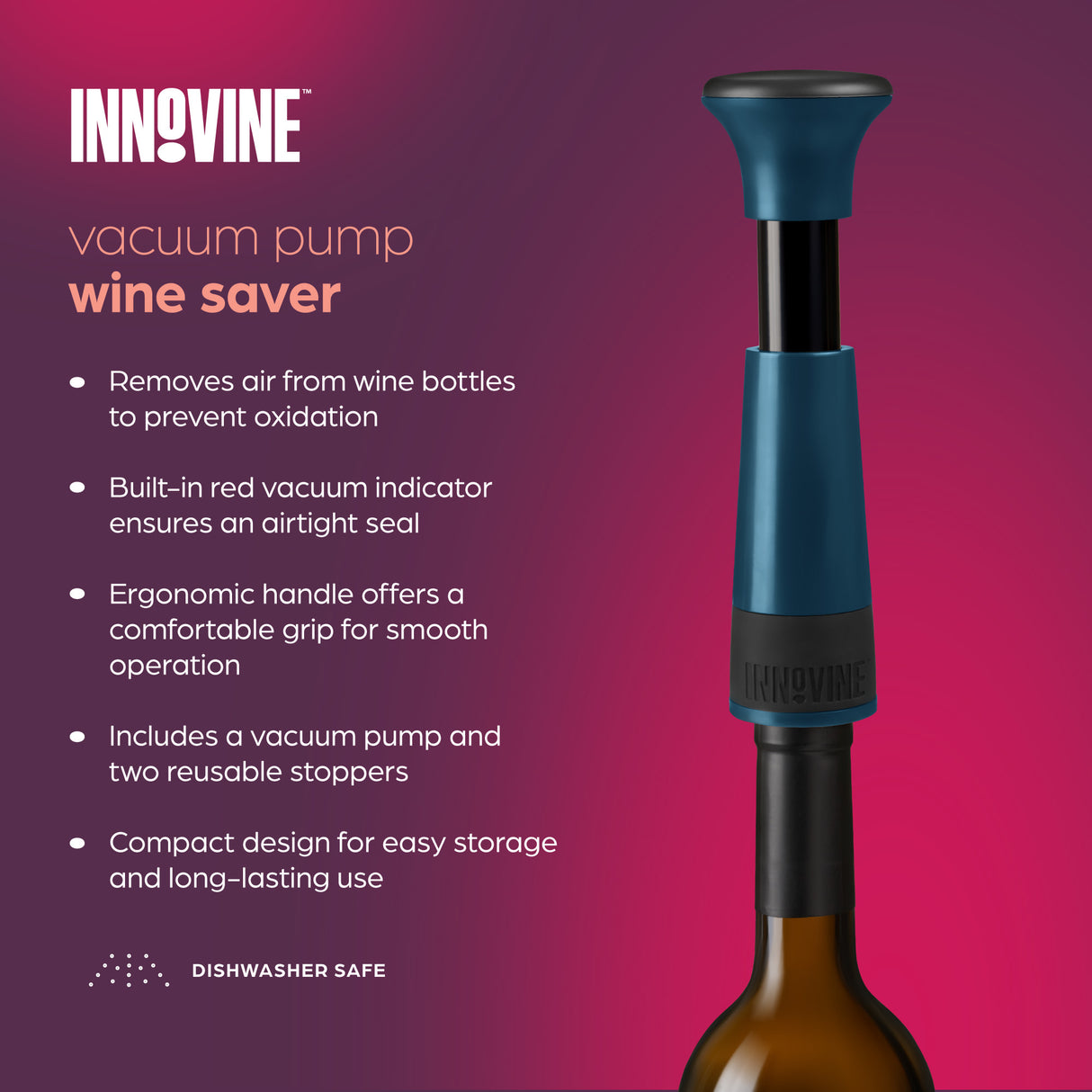 Vacuum Pump Wine Saver in Deep Teal
