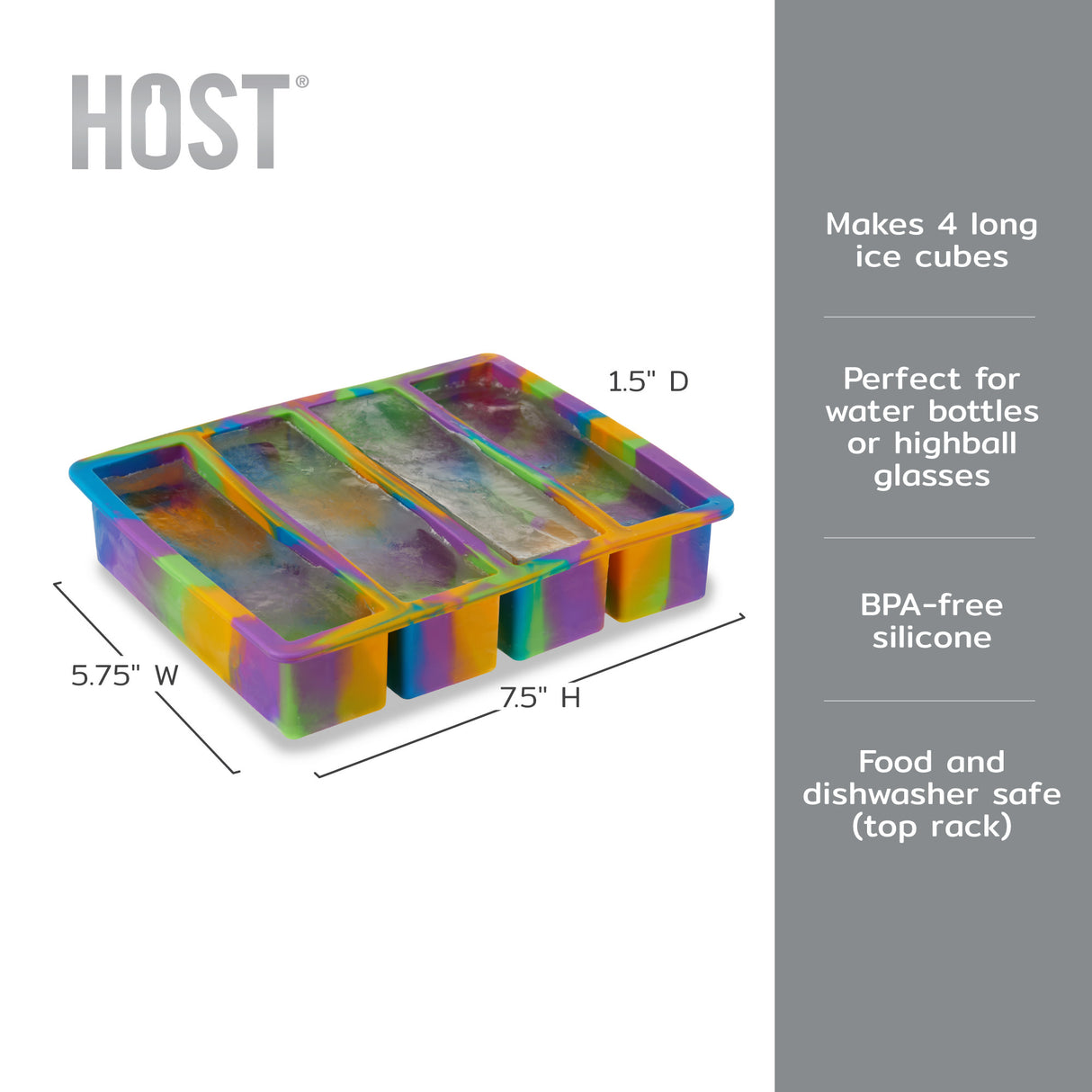 Water Bottle Ice Cube Tray in Colored Marble