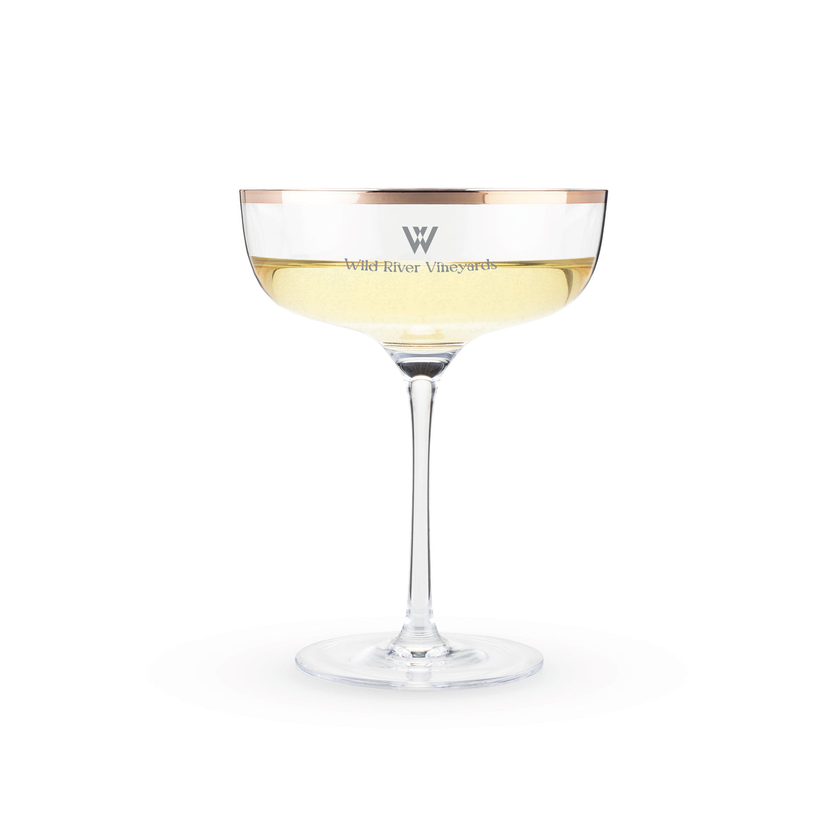 Copper Rim Crystal Coupes, Set of 2