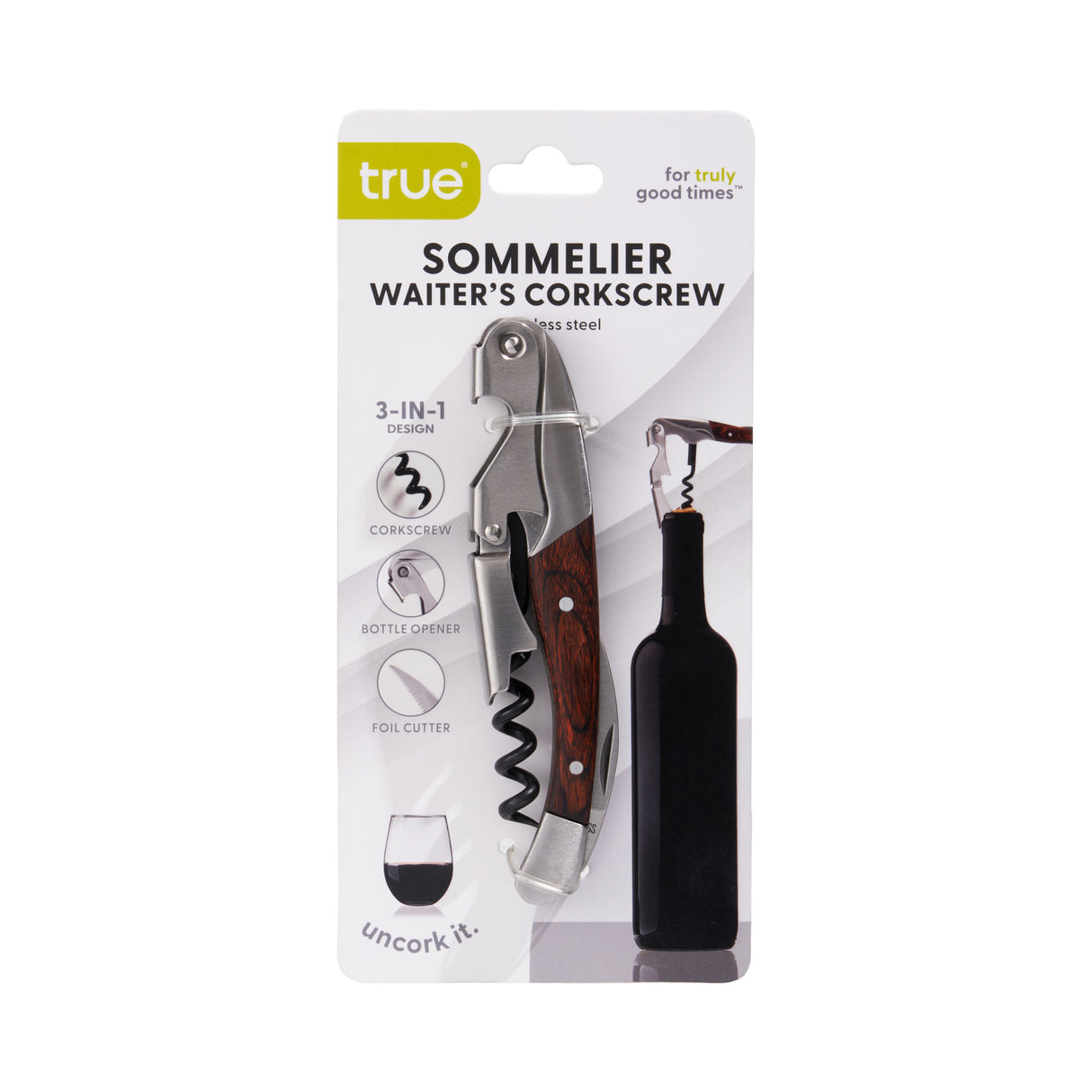 Double-Hinged Waiter's Corkscrew with Wood Handle