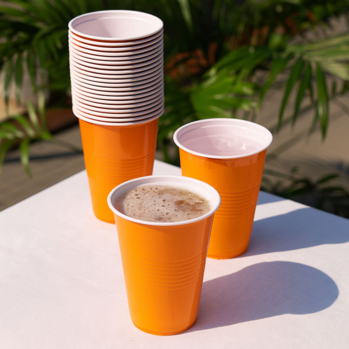 Party 16 oz Plastic Cups in Orange, Set of 50