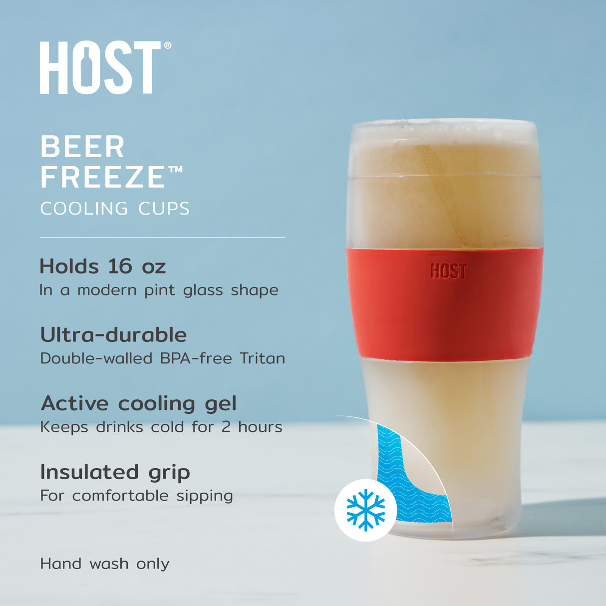 Beer FREEZE Cooling Cup in Crimson Red, Set of 2