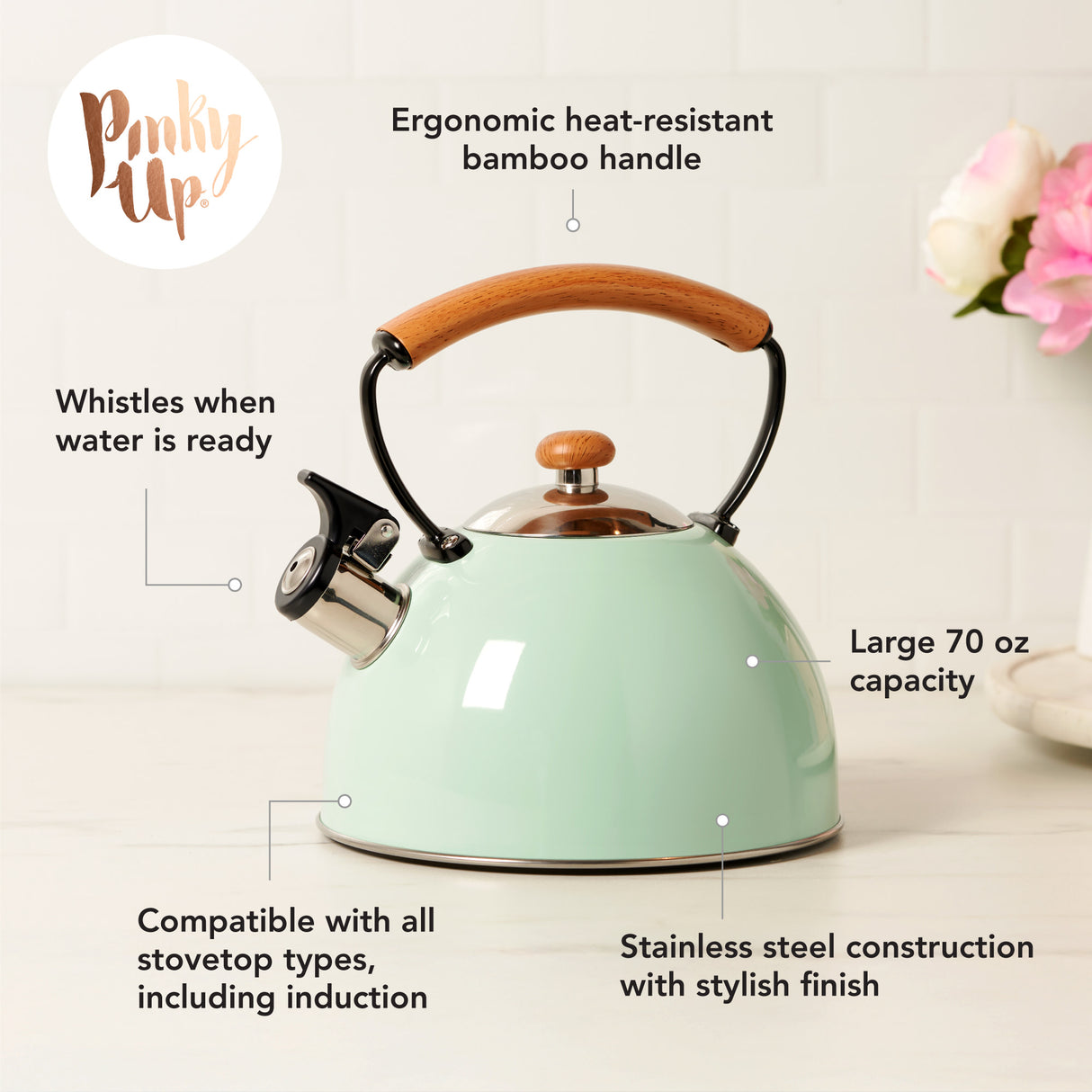 Hadley Tea Kettle in Pistachio