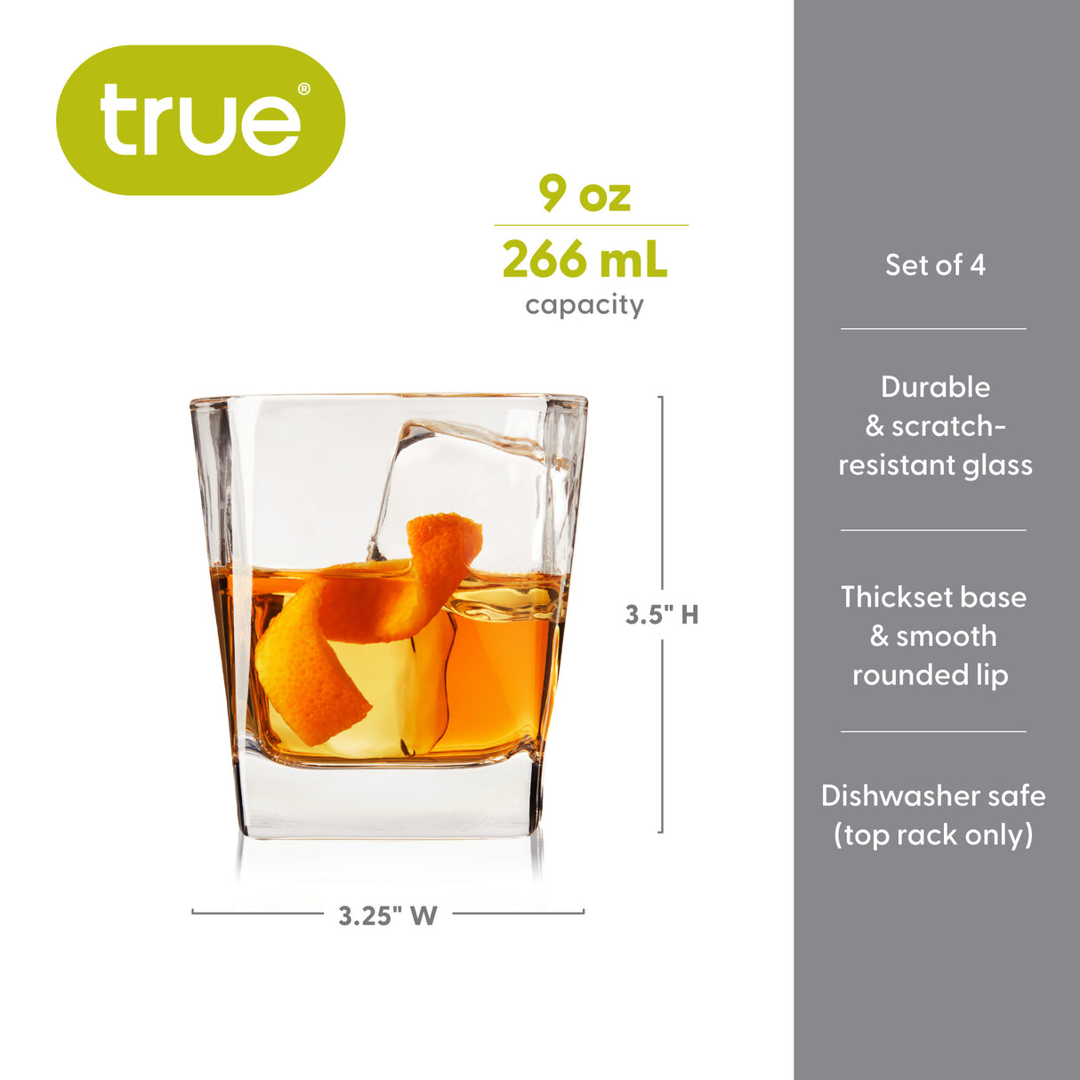 Square Rocks Cocktail Glasses, Set of 4