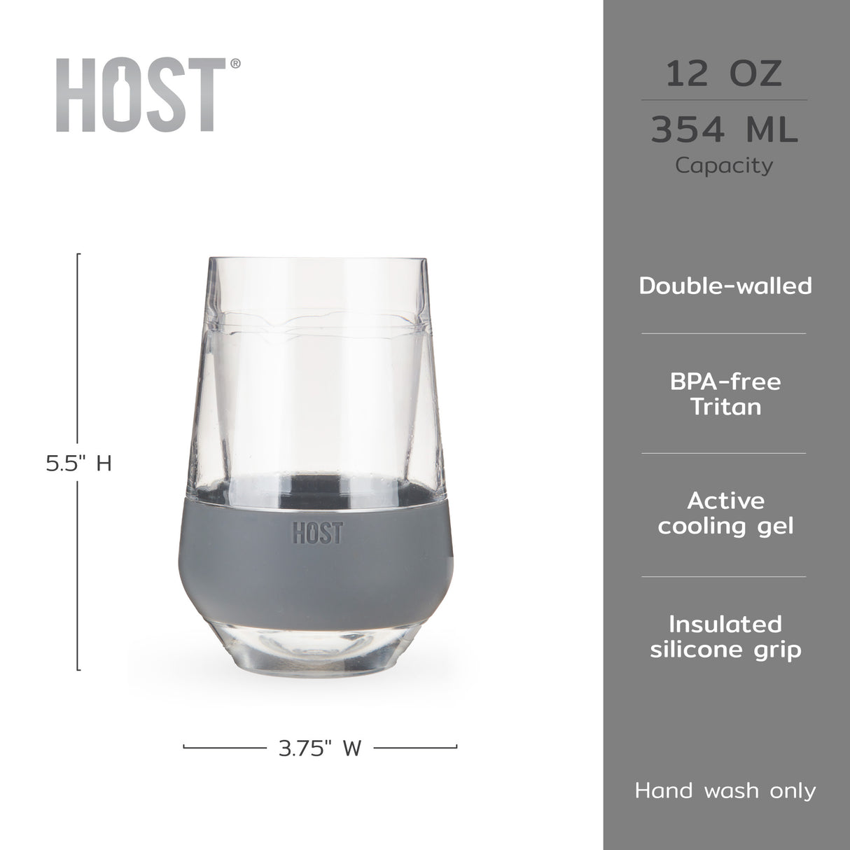 Wine FREEZE XL Cooling Cup in Gray, Set of 2