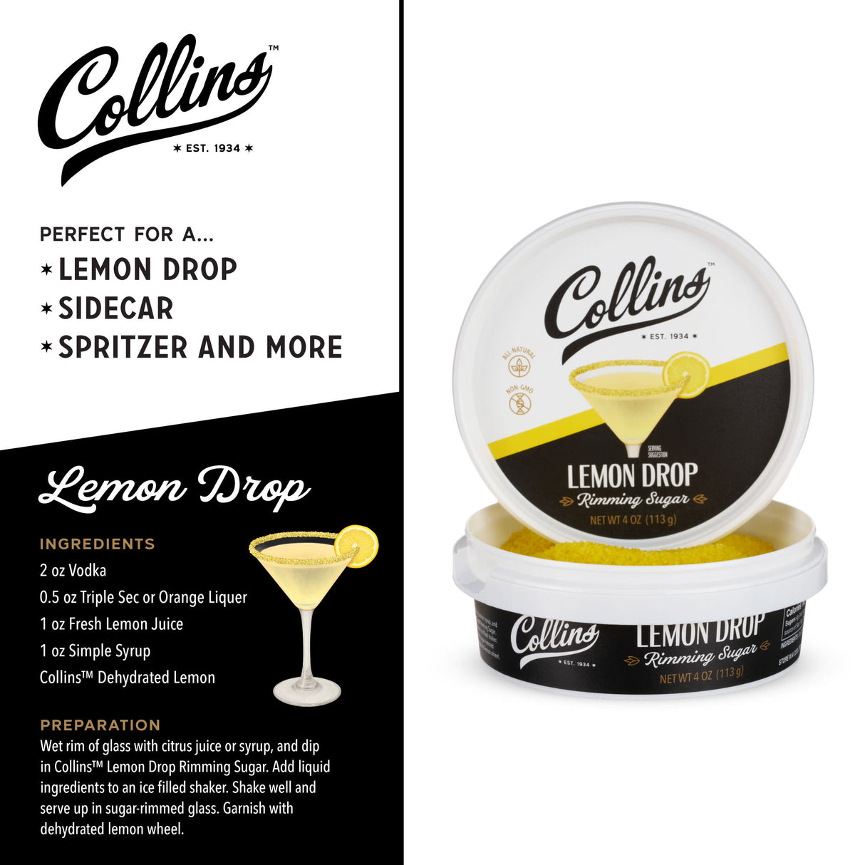 Lemon Drop Rimming Sugar, 4 oz