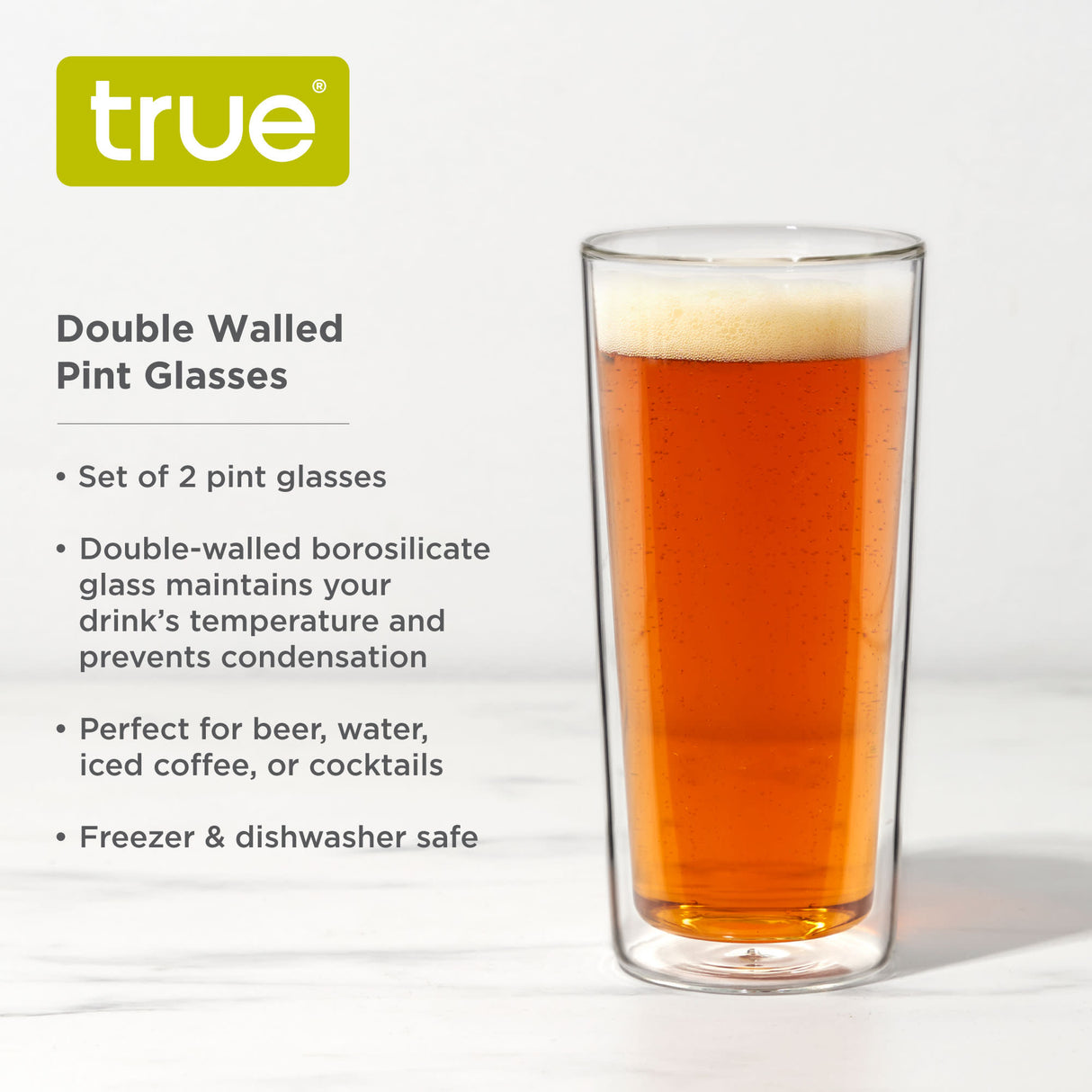 Double Walled Pint Glasses, Set of 2
