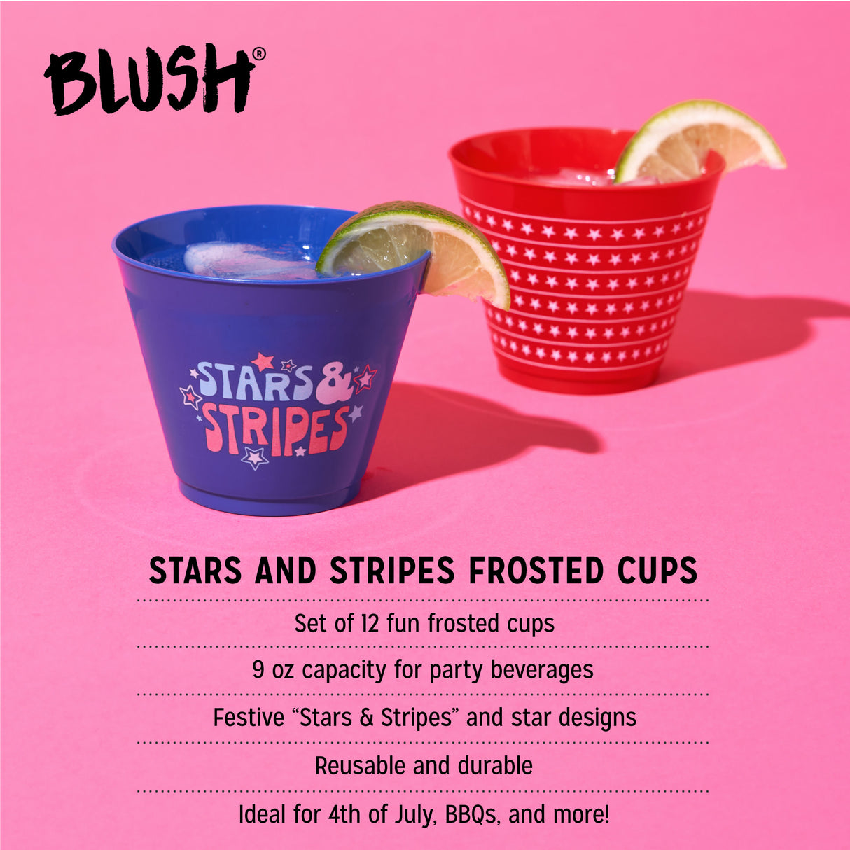 Stars and Stripes Frosted Cups, Set of 12
