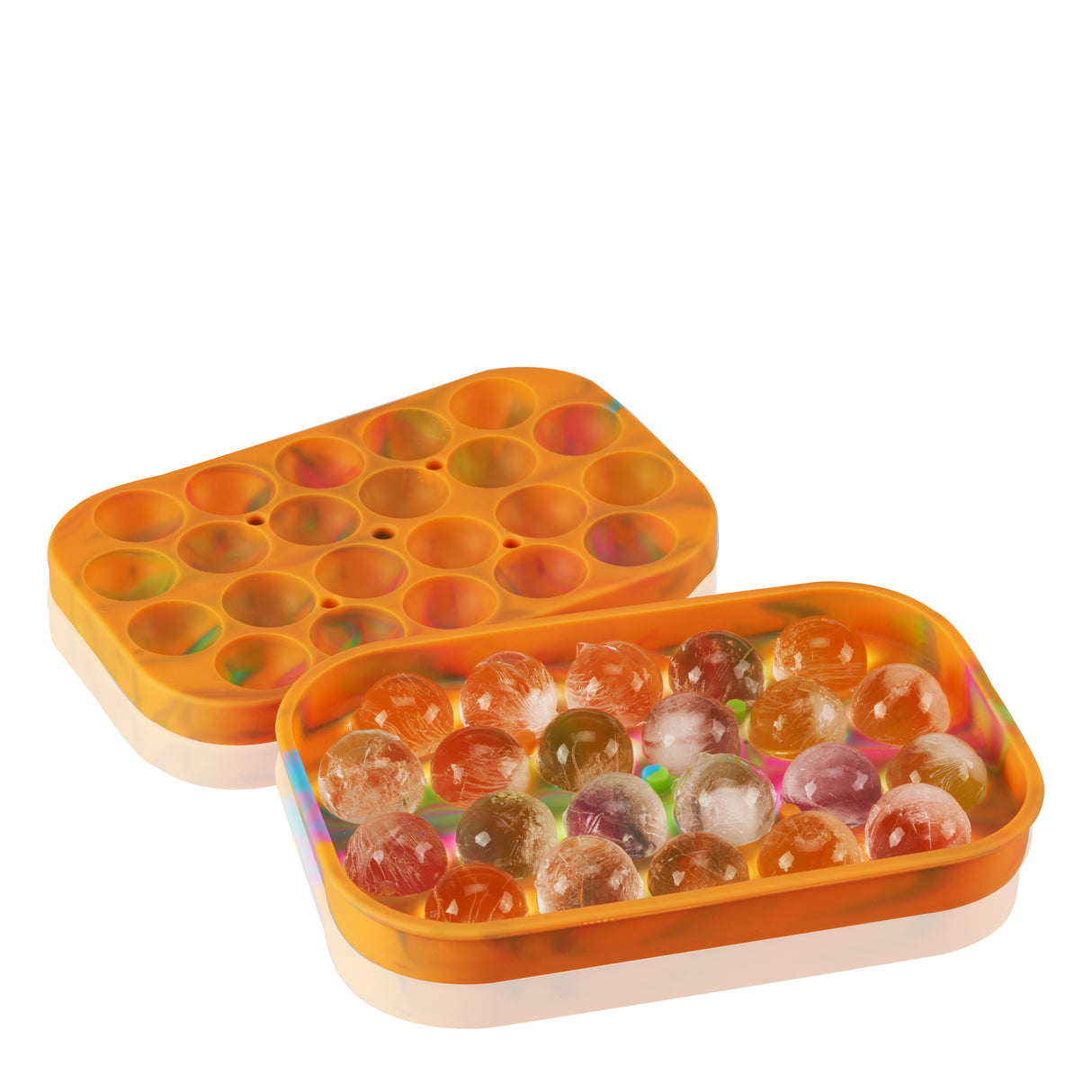 Silicone 1" Ice Sphere Mold in Colored Marble