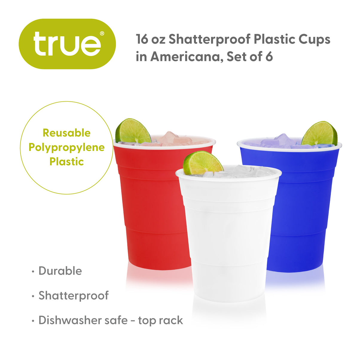 Shatterproof Pool Party Cups in Americana, Set of 6