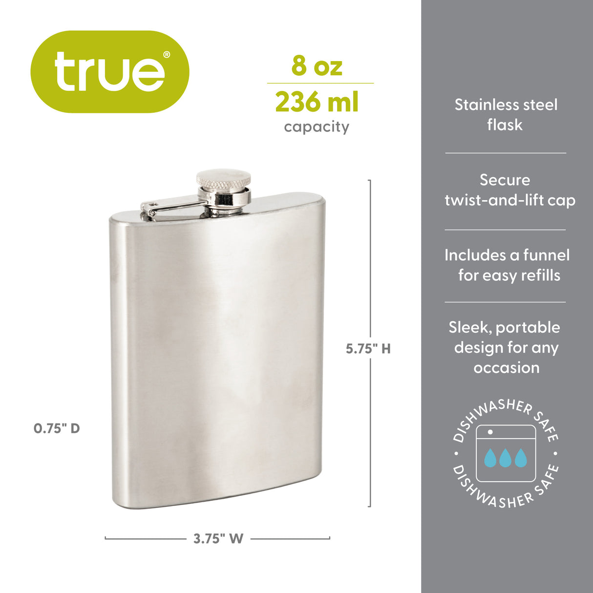 Trueflask 8 oz Stainless Steel Flask