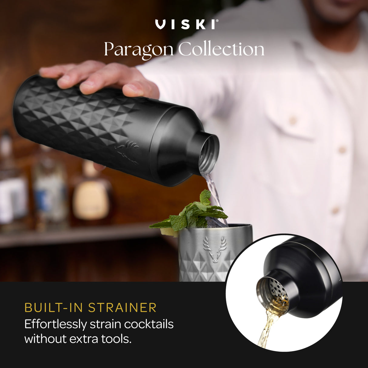Paragon Stainless Steel Cocktail Shaker in Obsidian
