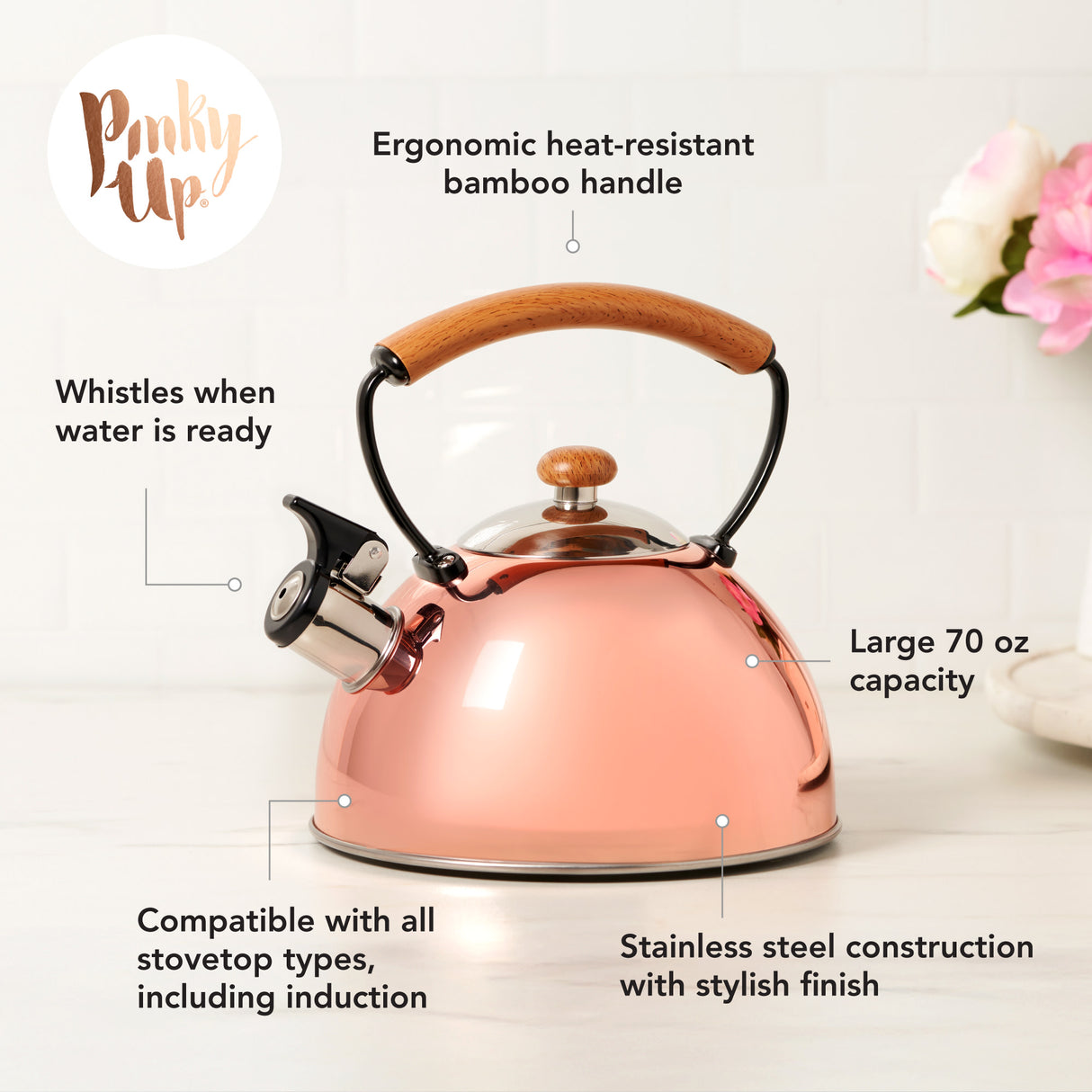 Hadley Tea Kettle in Rose Gold