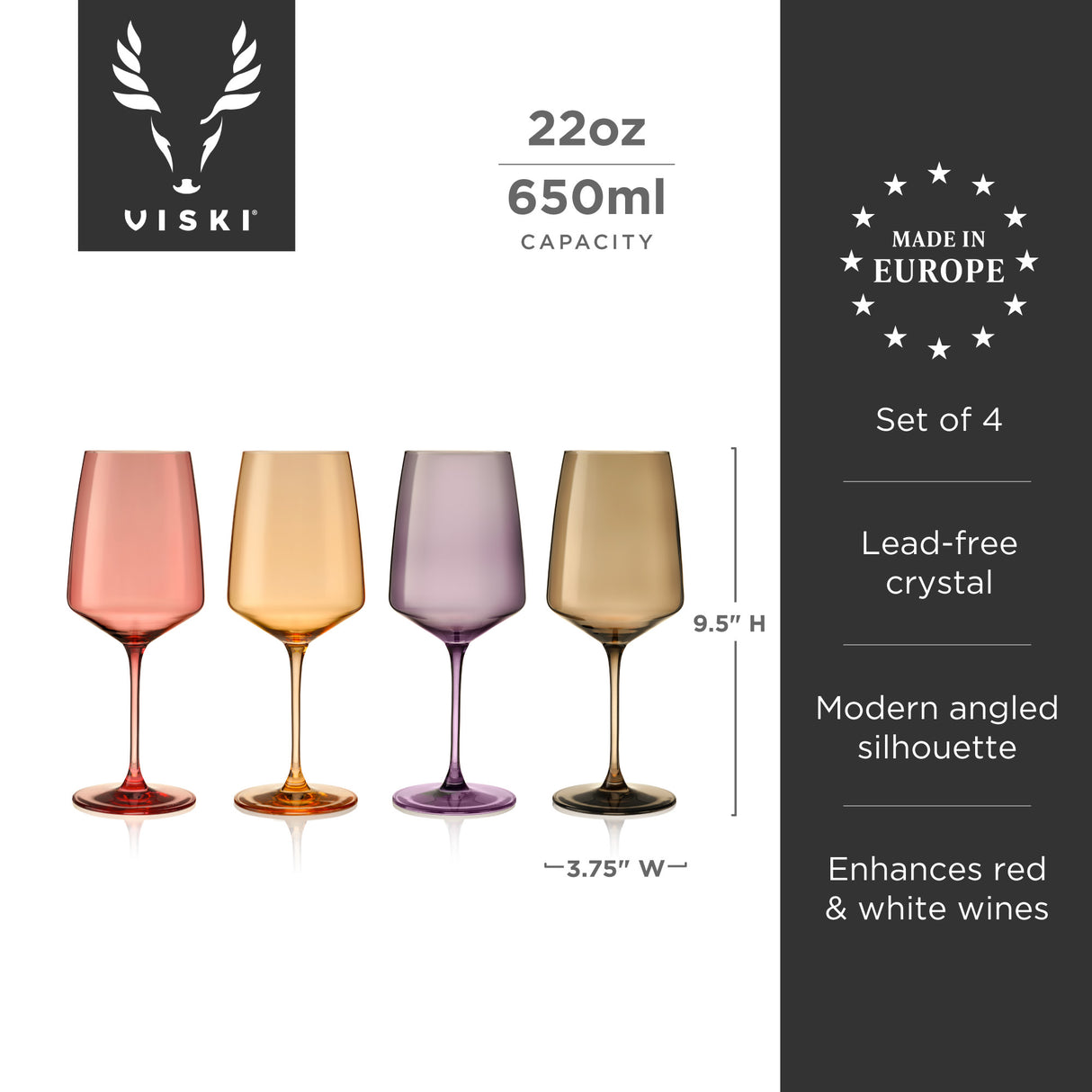 Reserve Nouveau Crystal Wine Glasses in Daybreak, Set of 4