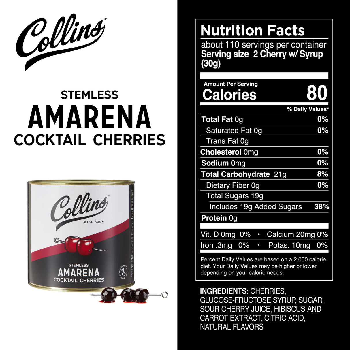 Stemless Amarena Cherries, 7 lbs