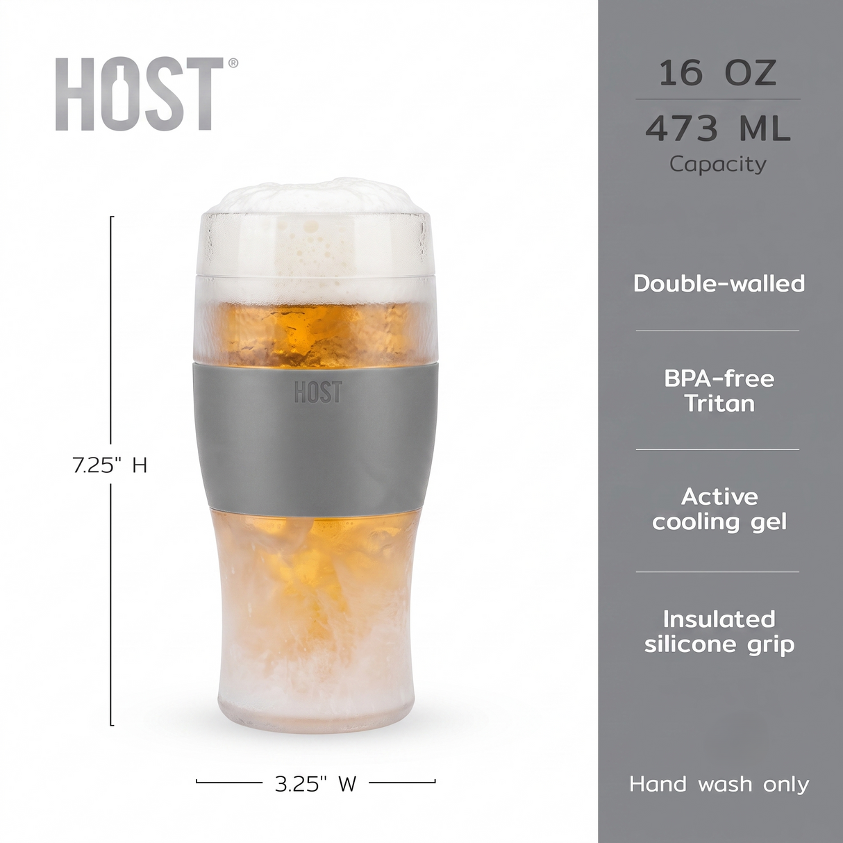 Beer FREEZE Cooling Cup in Gray, Set of 2