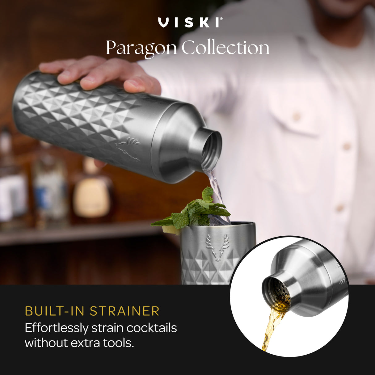 Paragon Stainless Steel Cocktail Shaker in Platinum
