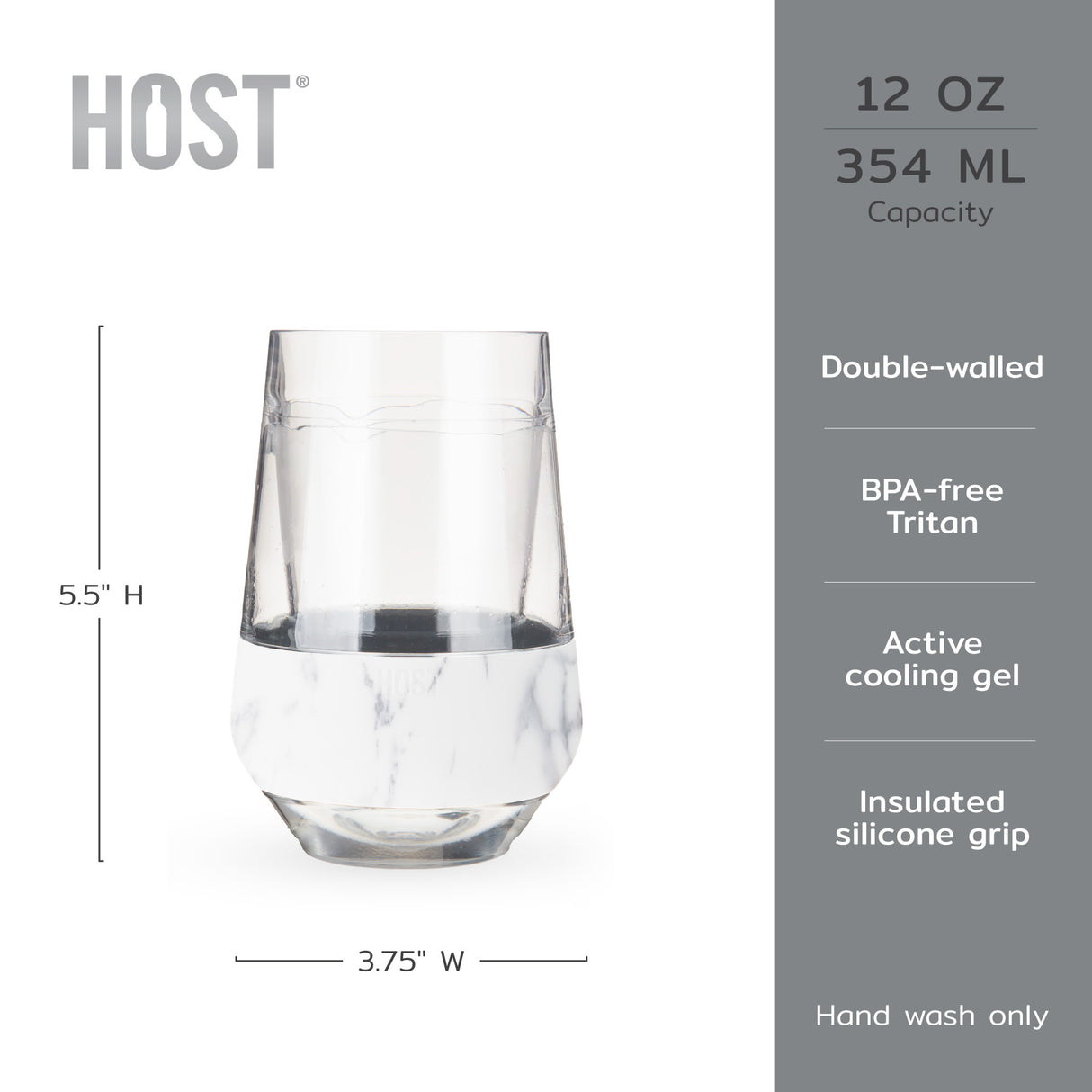 Wine FREEZE XL Cooling Cup in Marble, Set of 2