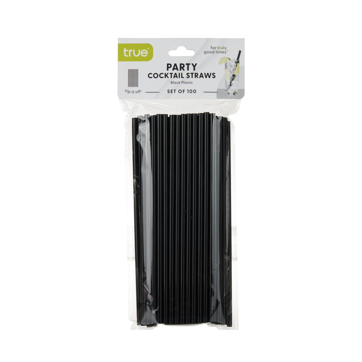 Party Cocktail Straws in Black, Set of 100