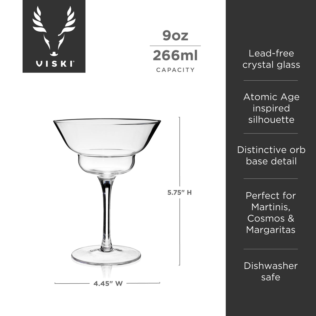 Mercury Crystal Martini Coupes, Set of 2