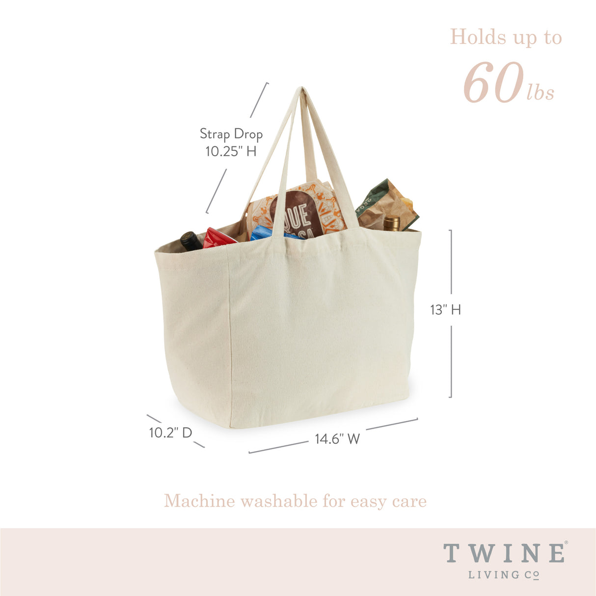 Canvas Grocery Tote, 8.3 gallon