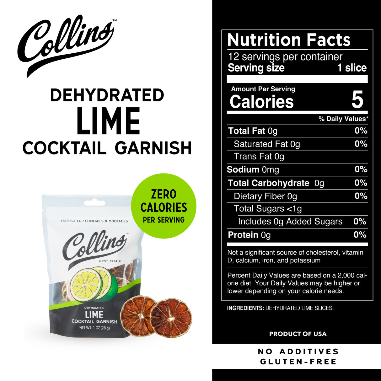 Dehydrated Lime Cocktail Garnish, 1 oz