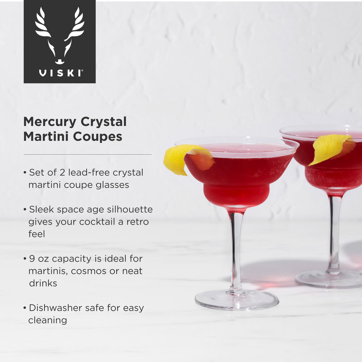 Mercury Crystal Martini Coupes, Set of 2
