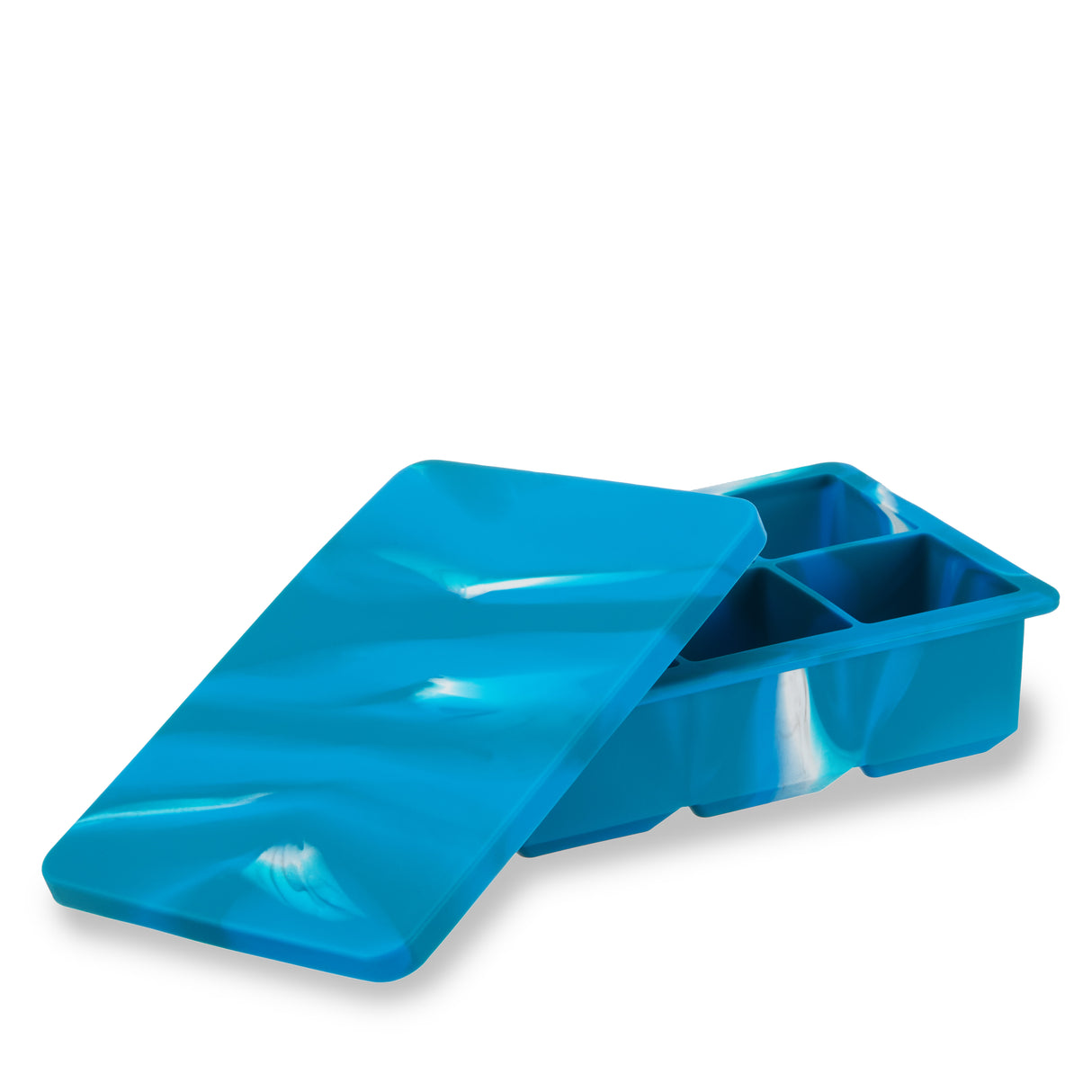 2" Ice Cube Tray with Lid in Blue Marble